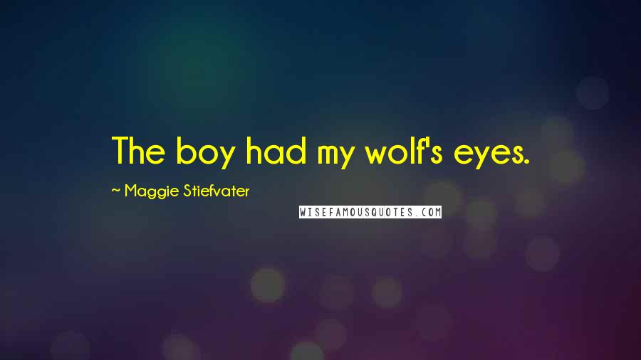 Maggie Stiefvater Quotes: The boy had my wolf's eyes.