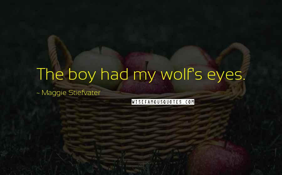 Maggie Stiefvater Quotes: The boy had my wolf's eyes.