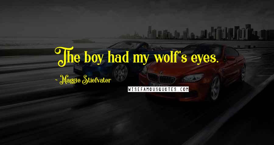 Maggie Stiefvater Quotes: The boy had my wolf's eyes.