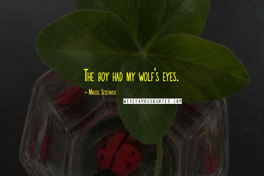 Maggie Stiefvater Quotes: The boy had my wolf's eyes.