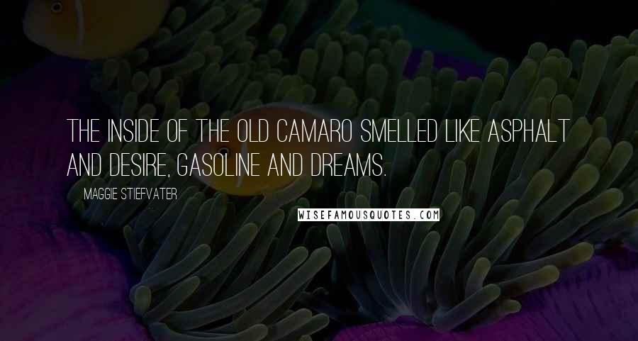 Maggie Stiefvater Quotes: The inside of the old Camaro smelled like asphalt and desire, gasoline and dreams.