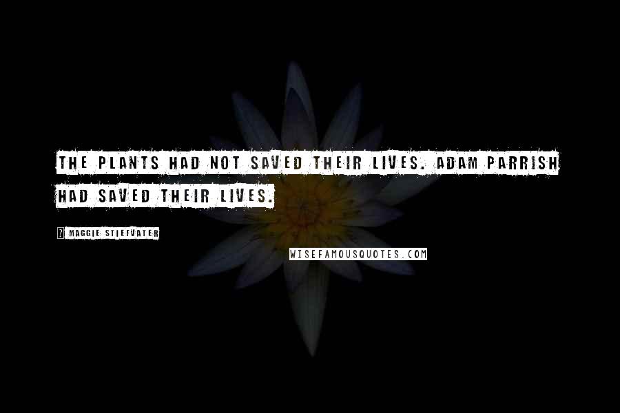 Maggie Stiefvater Quotes: The plants had not saved their lives. Adam Parrish had saved their lives.