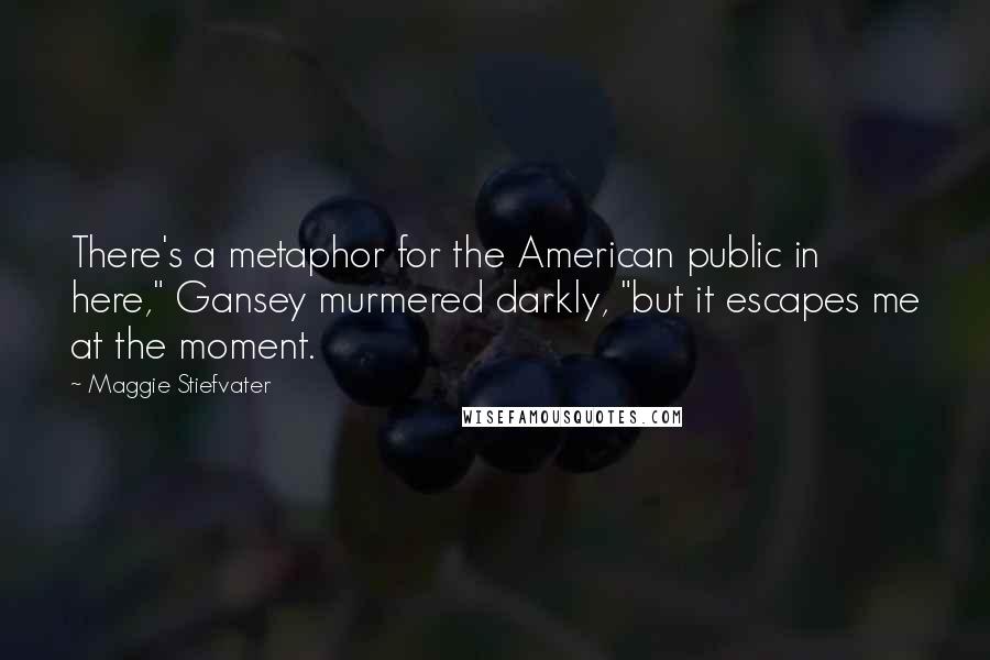 Maggie Stiefvater Quotes: There's a metaphor for the American public in here," Gansey murmered darkly, "but it escapes me at the moment.