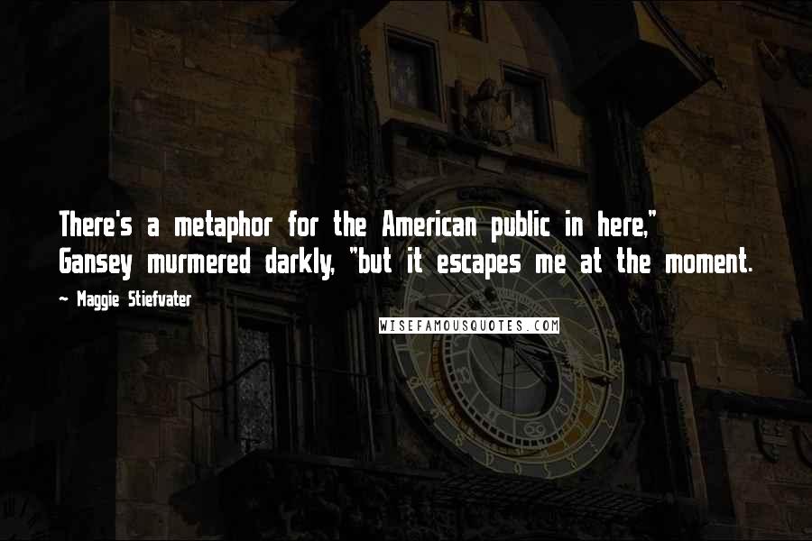 Maggie Stiefvater Quotes: There's a metaphor for the American public in here," Gansey murmered darkly, "but it escapes me at the moment.