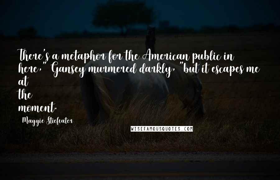 Maggie Stiefvater Quotes: There's a metaphor for the American public in here," Gansey murmered darkly, "but it escapes me at the moment.