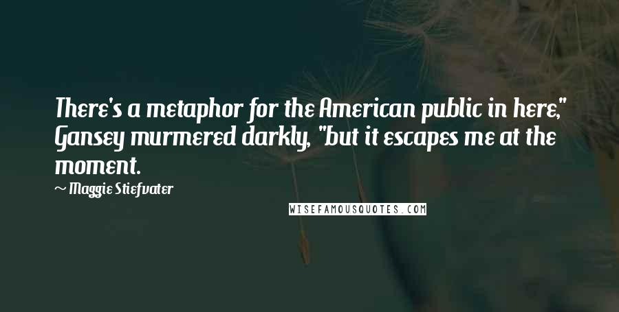 Maggie Stiefvater Quotes: There's a metaphor for the American public in here," Gansey murmered darkly, "but it escapes me at the moment.