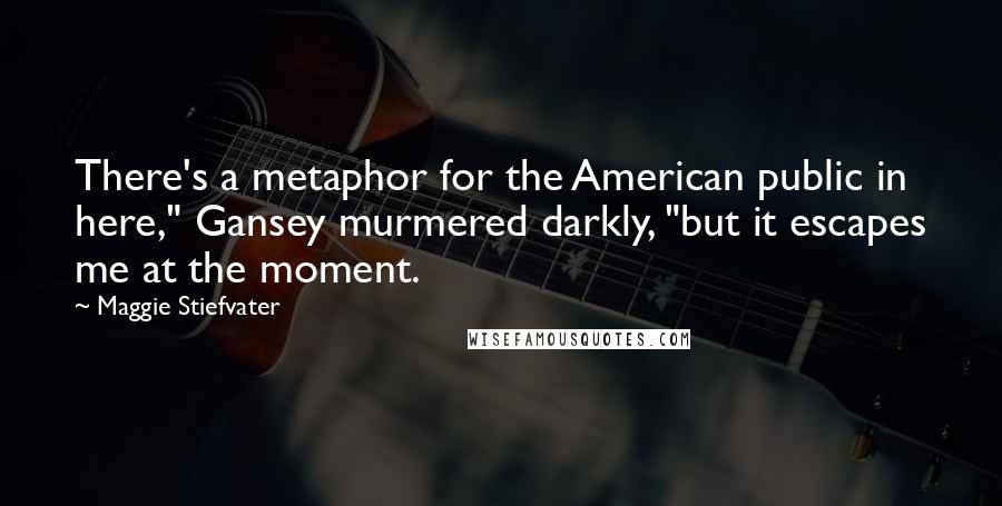 Maggie Stiefvater Quotes: There's a metaphor for the American public in here," Gansey murmered darkly, "but it escapes me at the moment.