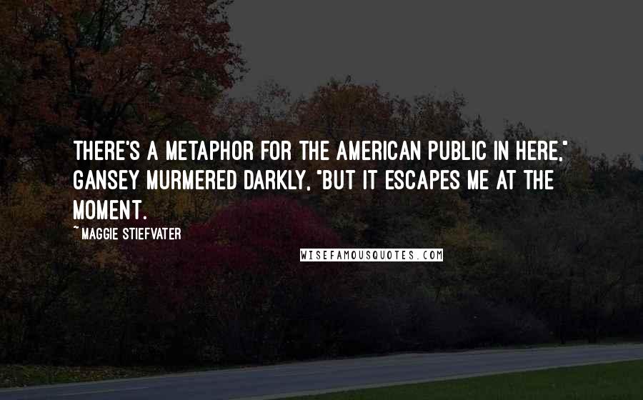 Maggie Stiefvater Quotes: There's a metaphor for the American public in here," Gansey murmered darkly, "but it escapes me at the moment.