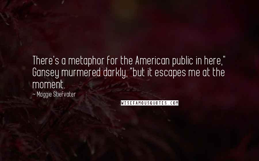 Maggie Stiefvater Quotes: There's a metaphor for the American public in here," Gansey murmered darkly, "but it escapes me at the moment.