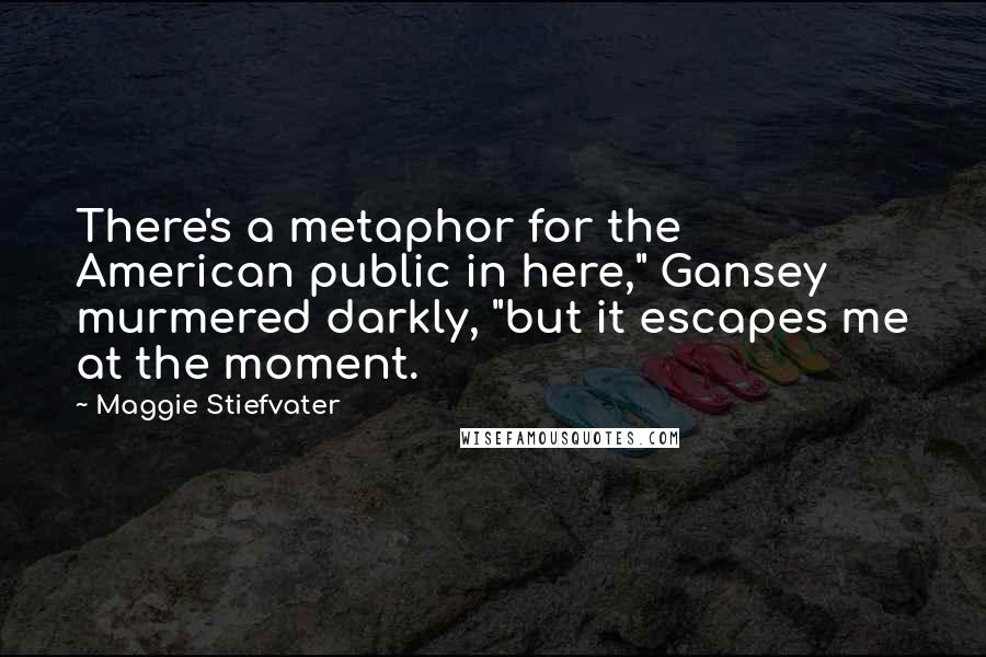 Maggie Stiefvater Quotes: There's a metaphor for the American public in here," Gansey murmered darkly, "but it escapes me at the moment.