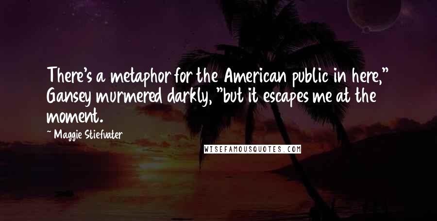 Maggie Stiefvater Quotes: There's a metaphor for the American public in here," Gansey murmered darkly, "but it escapes me at the moment.