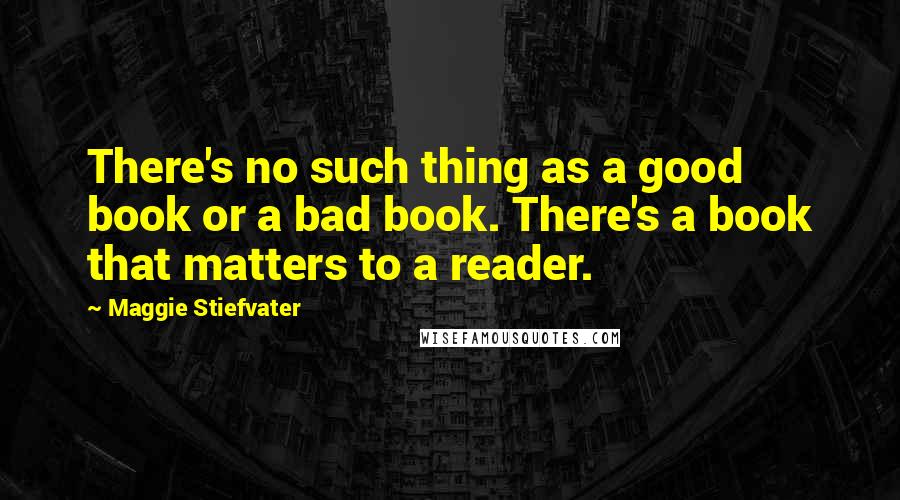 Maggie Stiefvater Quotes: There's no such thing as a good book or a bad book. There's a book that matters to a reader.