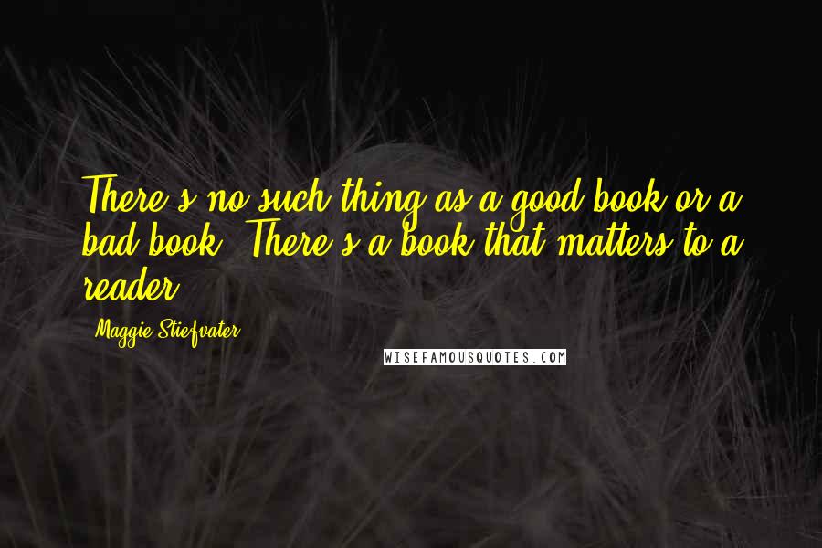 Maggie Stiefvater Quotes: There's no such thing as a good book or a bad book. There's a book that matters to a reader.