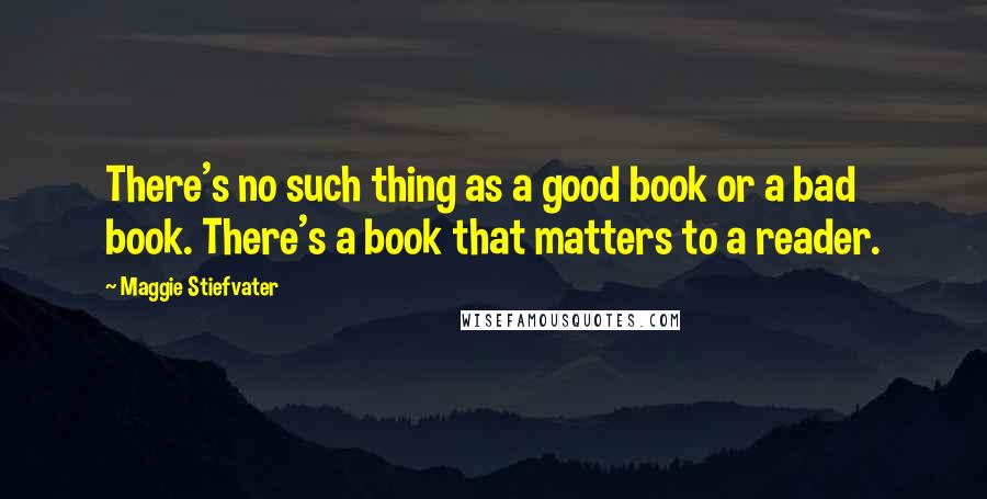 Maggie Stiefvater Quotes: There's no such thing as a good book or a bad book. There's a book that matters to a reader.