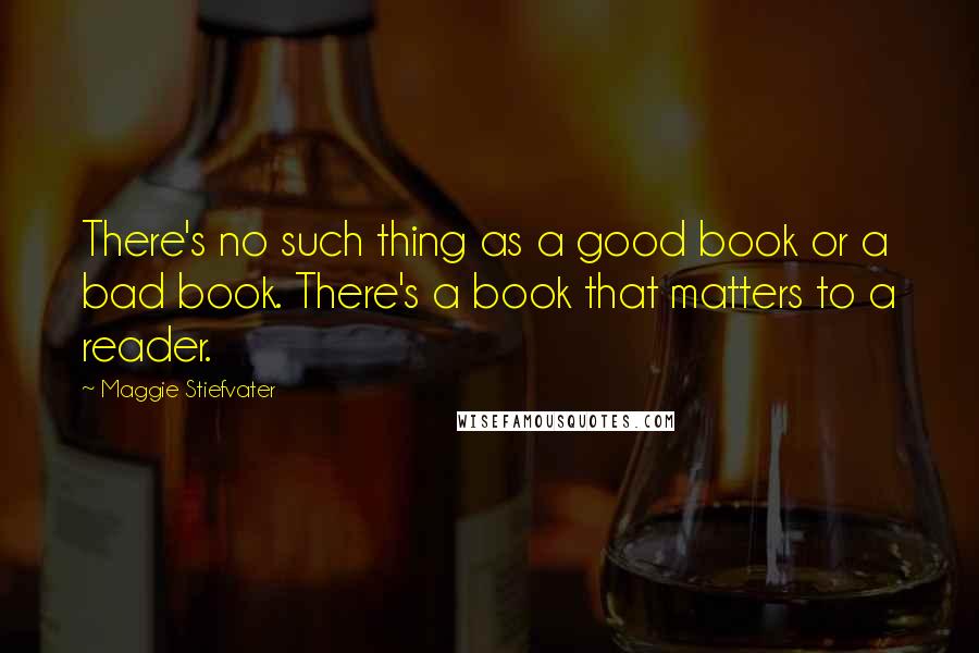 Maggie Stiefvater Quotes: There's no such thing as a good book or a bad book. There's a book that matters to a reader.