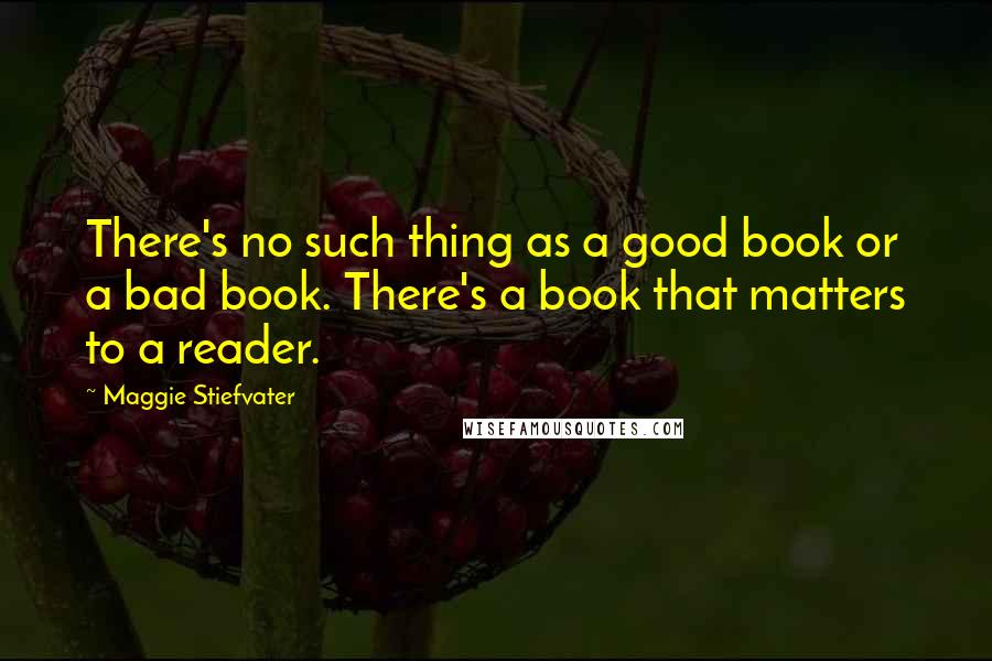 Maggie Stiefvater Quotes: There's no such thing as a good book or a bad book. There's a book that matters to a reader.