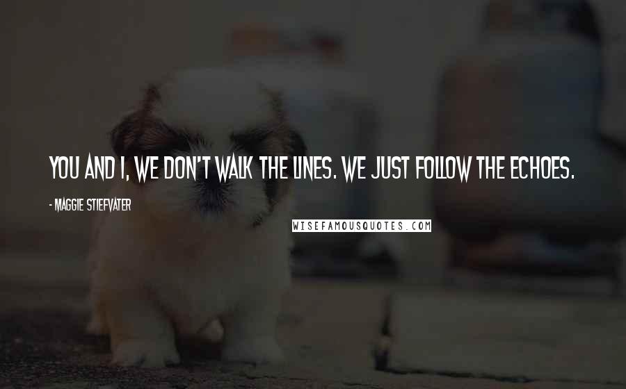 Maggie Stiefvater Quotes: You and I, we don't walk the lines. We just follow the echoes.