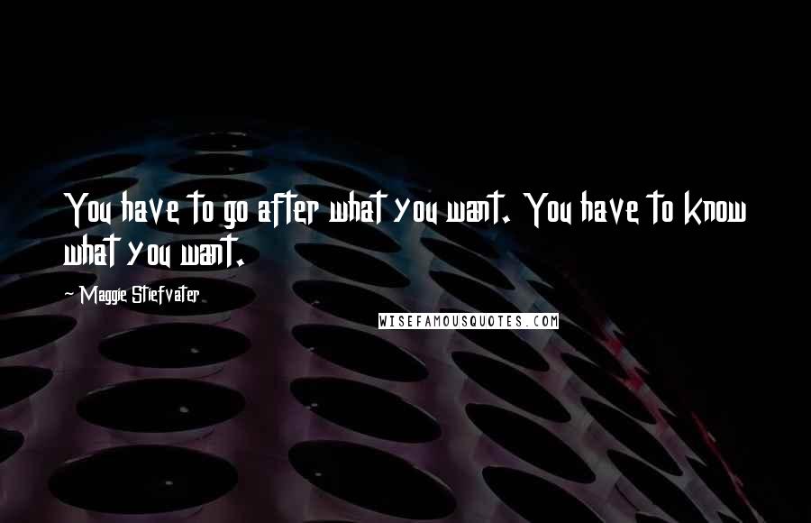 Maggie Stiefvater Quotes: You have to go after what you want. You have to know what you want.