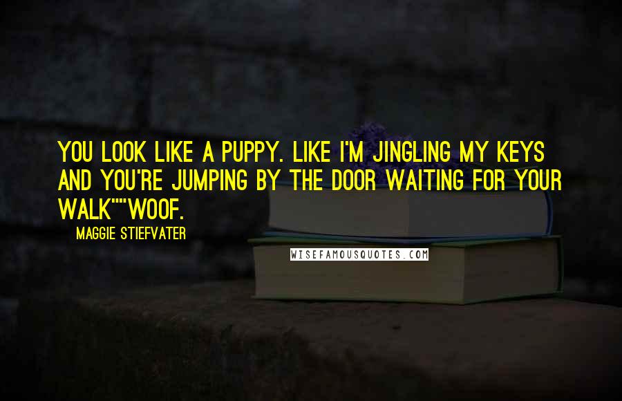 Maggie Stiefvater Quotes: You look like a puppy. Like I'm jingling my keys and you're jumping by the door waiting for your walk""Woof.