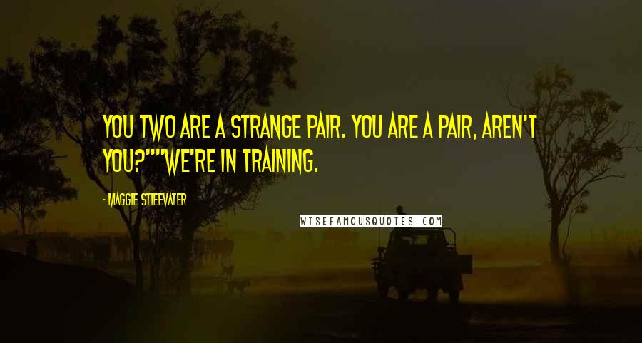 Maggie Stiefvater Quotes: You two are a strange pair. You are a pair, aren't you?""We're in training.