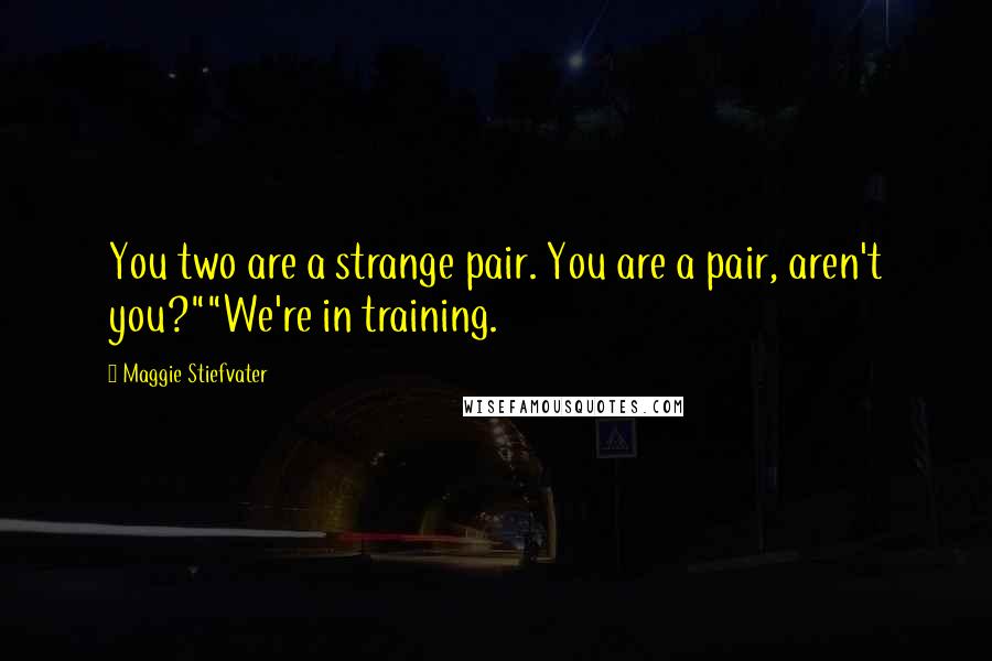 Maggie Stiefvater Quotes: You two are a strange pair. You are a pair, aren't you?""We're in training.