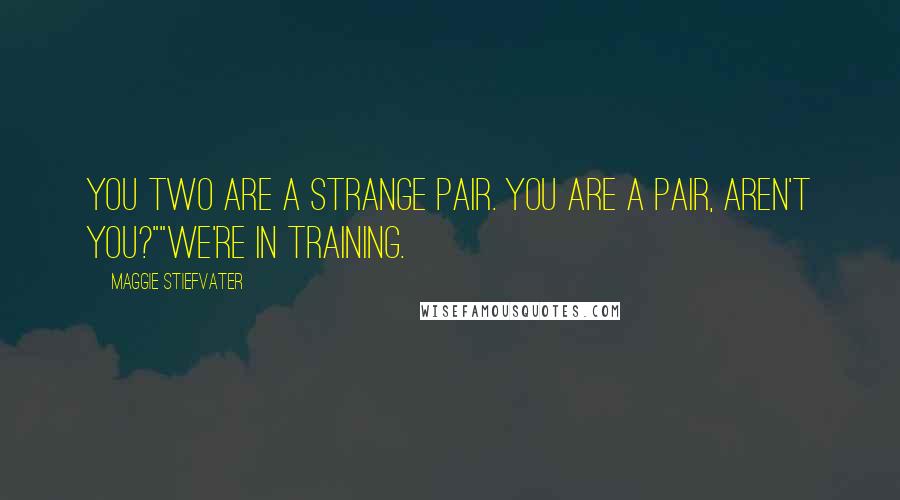 Maggie Stiefvater Quotes: You two are a strange pair. You are a pair, aren't you?""We're in training.