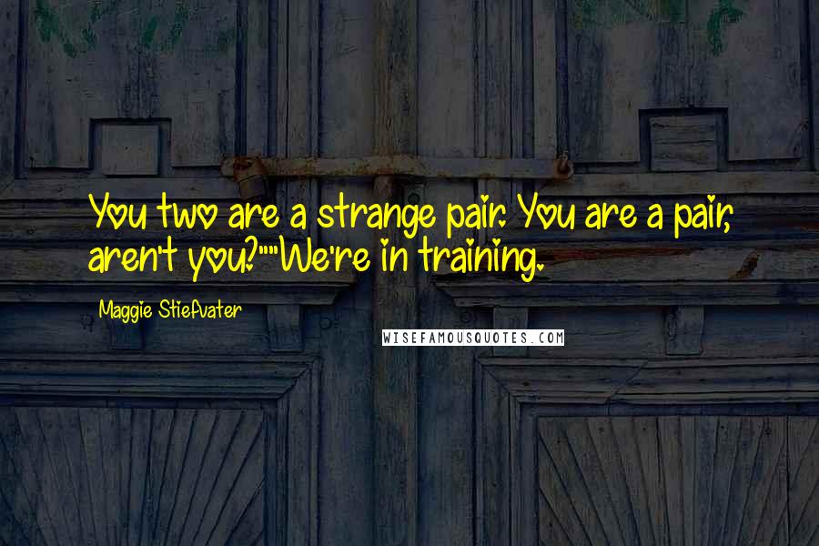 Maggie Stiefvater Quotes: You two are a strange pair. You are a pair, aren't you?""We're in training.