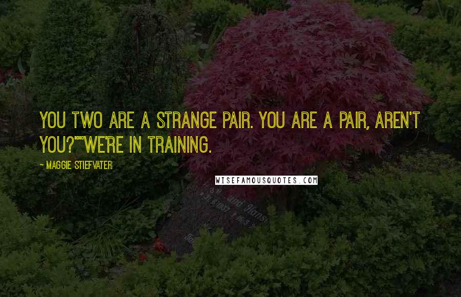 Maggie Stiefvater Quotes: You two are a strange pair. You are a pair, aren't you?""We're in training.