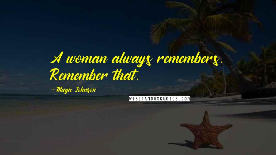 Magic Johnson Quotes: A woman always remembers. Remember that.