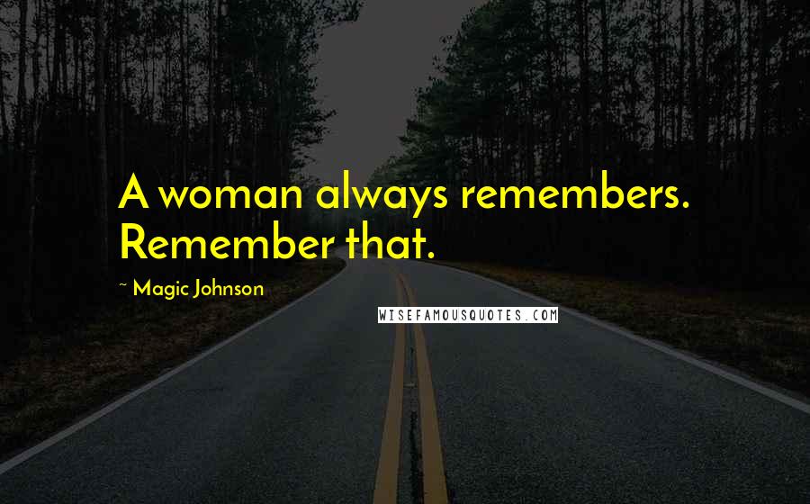 Magic Johnson Quotes: A woman always remembers. Remember that.