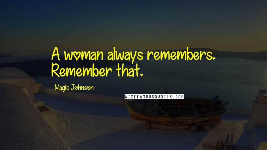 Magic Johnson Quotes: A woman always remembers. Remember that.