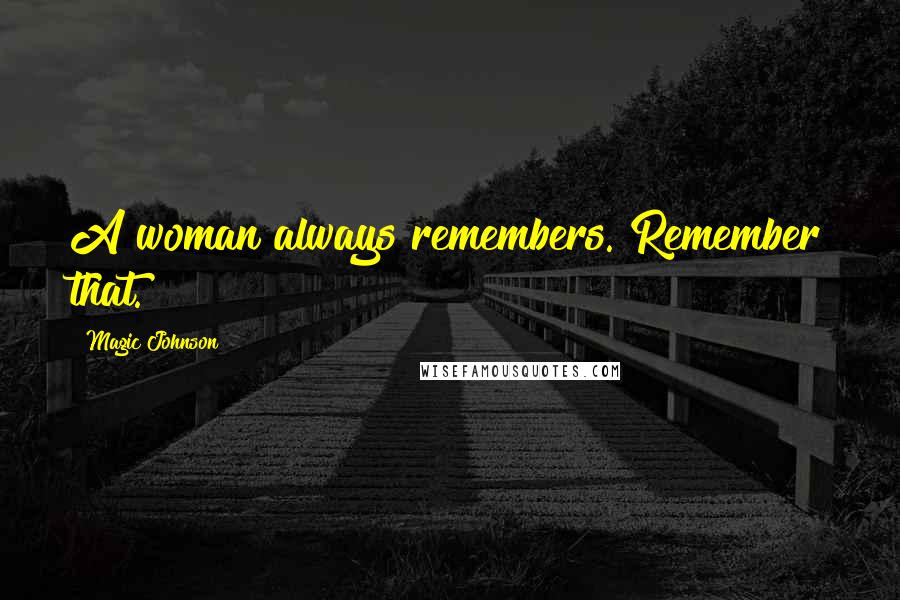 Magic Johnson Quotes: A woman always remembers. Remember that.