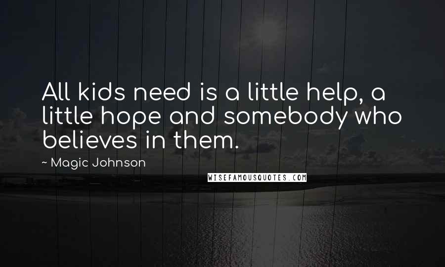 Magic Johnson Quotes: All kids need is a little help, a little hope and somebody who believes in them.