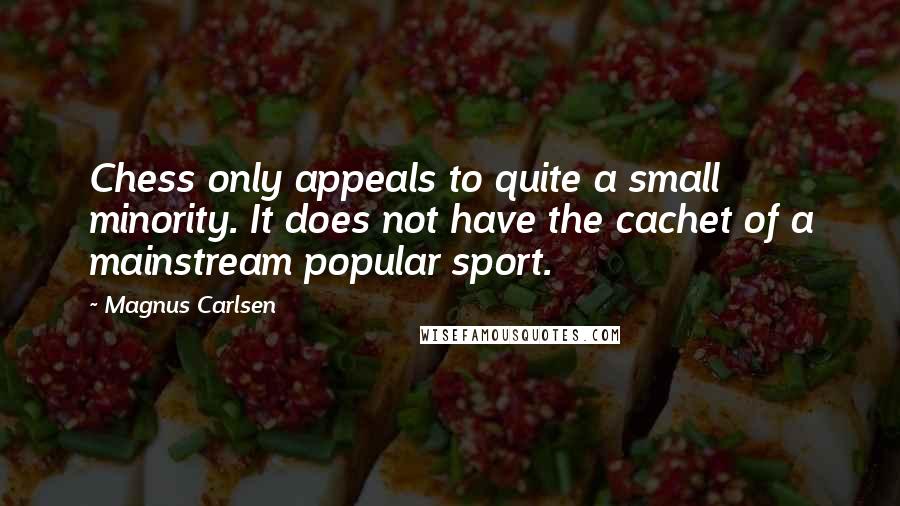 Magnus Carlsen Quotes: Chess only appeals to quite a small minority. It does not have the cachet of a mainstream popular sport.