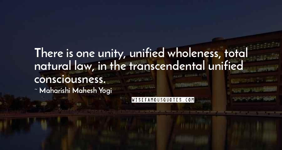 Maharishi Mahesh Yogi Quotes: There is one unity, unified wholeness, total natural law, in the transcendental unified consciousness.