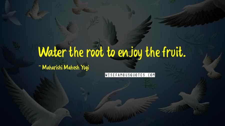 Maharishi Mahesh Yogi Quotes: Water the root to enjoy the fruit.
