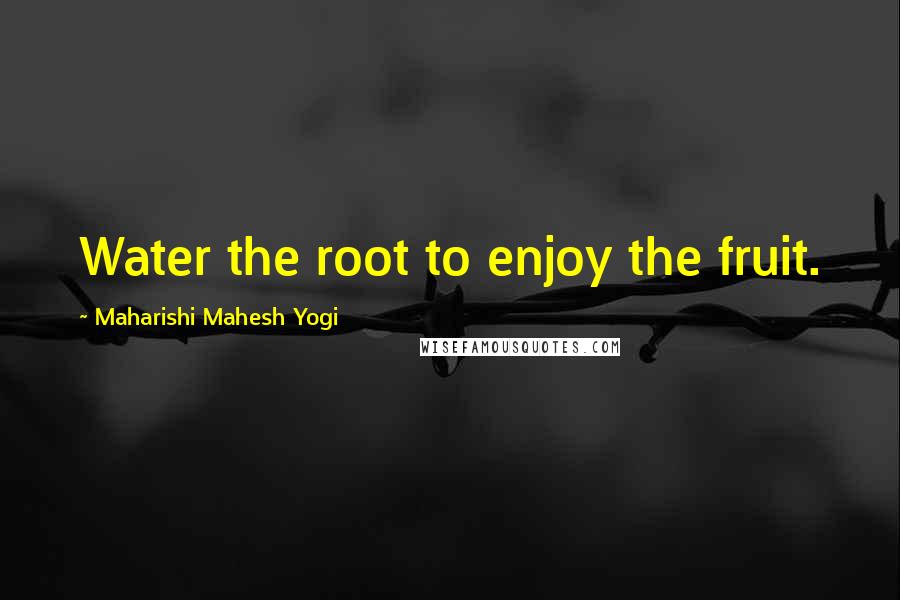 Maharishi Mahesh Yogi Quotes: Water the root to enjoy the fruit.
