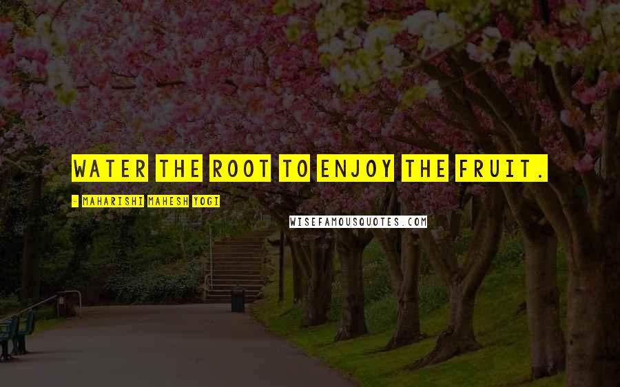 Maharishi Mahesh Yogi Quotes: Water the root to enjoy the fruit.