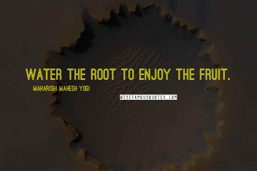 Maharishi Mahesh Yogi Quotes: Water the root to enjoy the fruit.