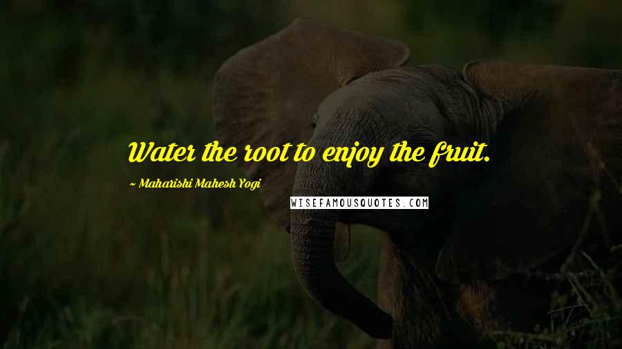 Maharishi Mahesh Yogi Quotes: Water the root to enjoy the fruit.