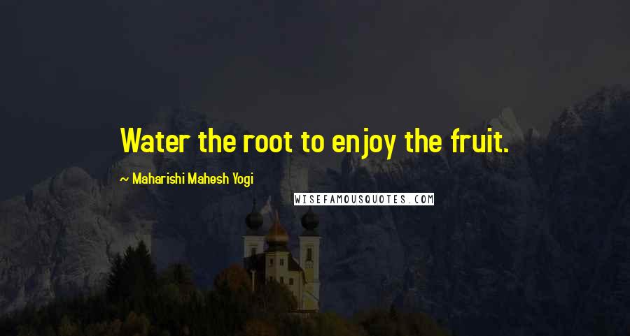 Maharishi Mahesh Yogi Quotes: Water the root to enjoy the fruit.