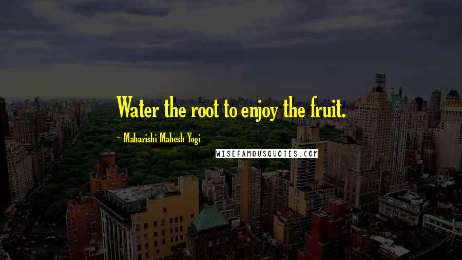 Maharishi Mahesh Yogi Quotes: Water the root to enjoy the fruit.