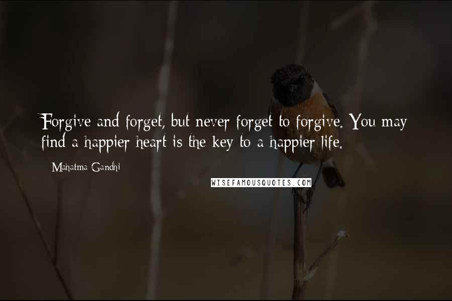 Mahatma Gandhi Quotes: Forgive and forget, but never forget to forgive. You may find a happier heart is the key to a happier life.