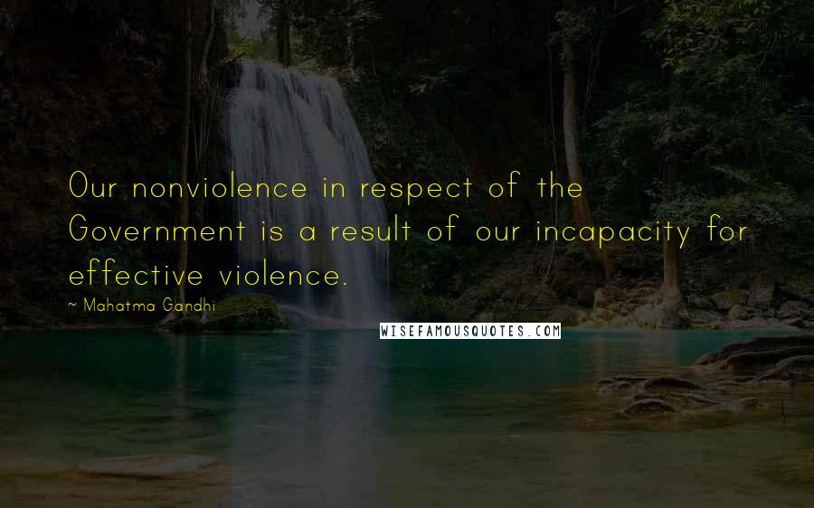 Mahatma Gandhi Quotes: Our nonviolence in respect of the Government is a result of our incapacity for effective violence.