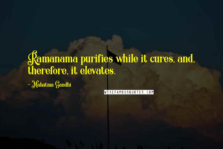 Mahatma Gandhi Quotes: Ramanama purifies while it cures, and, therefore, it elevates.