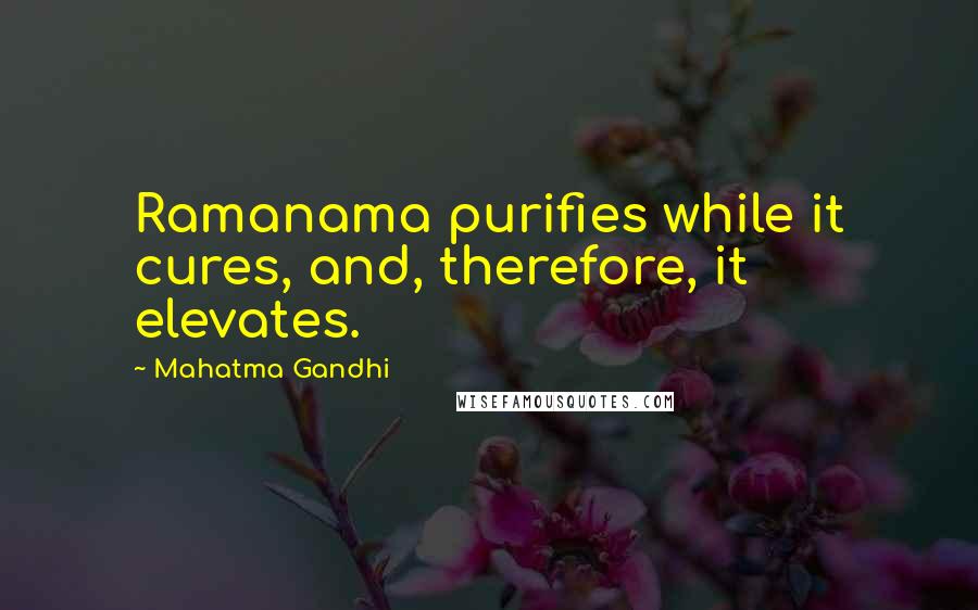 Mahatma Gandhi Quotes: Ramanama purifies while it cures, and, therefore, it elevates.