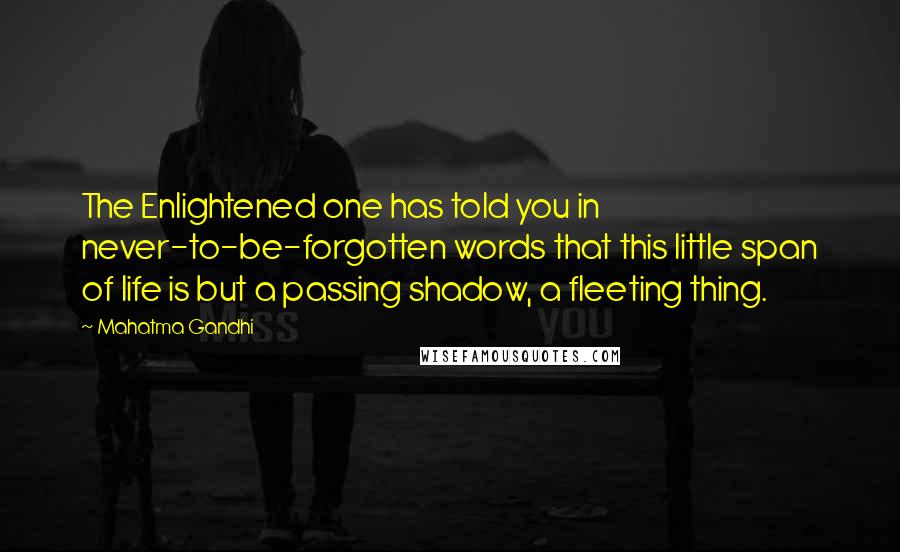 Mahatma Gandhi Quotes: The Enlightened one has told you in never-to-be-forgotten words that this little span of life is but a passing shadow, a fleeting thing.