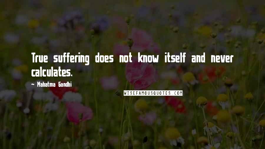 Mahatma Gandhi Quotes: True suffering does not know itself and never calculates.