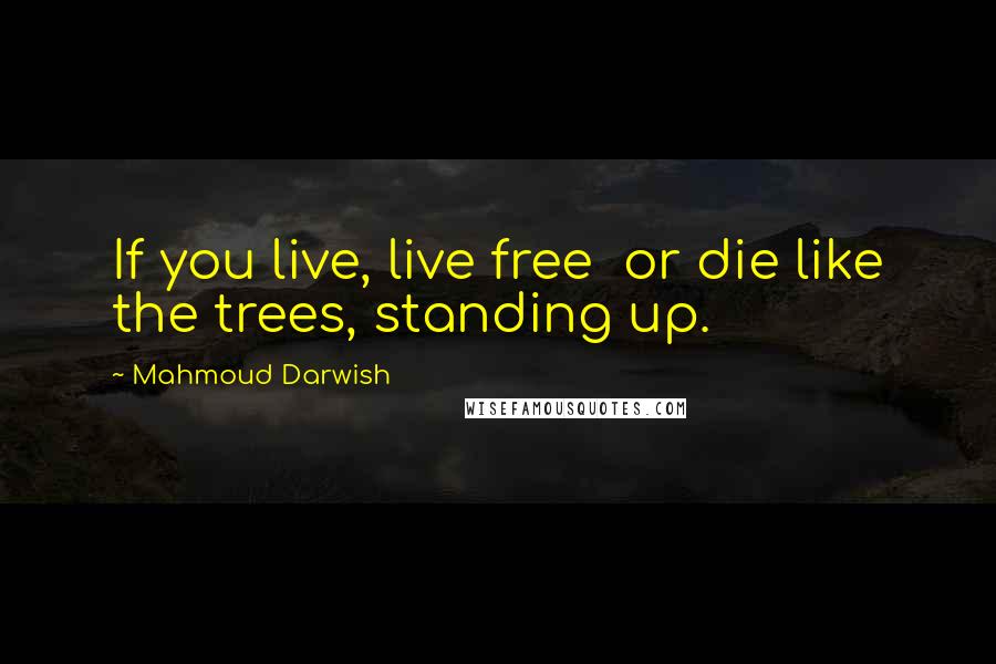 Mahmoud Darwish Quotes: If you live, live free  or die like the trees, standing up.