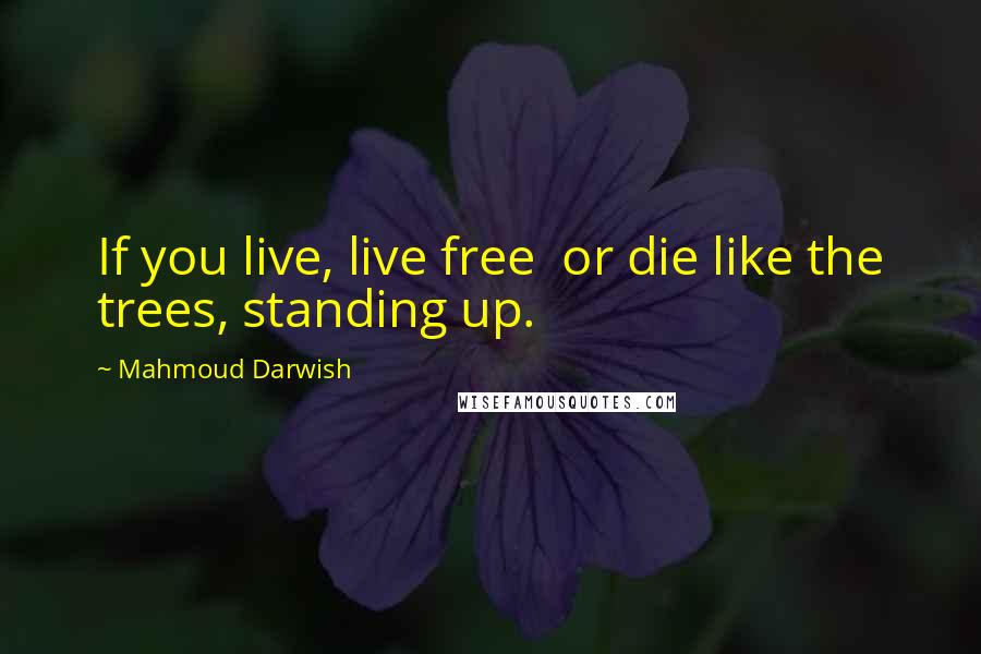 Mahmoud Darwish Quotes: If you live, live free  or die like the trees, standing up.